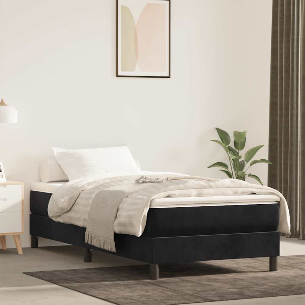 Springmadras Med Pocketfjedre 90X210X20 Cm Fløjl Sort
