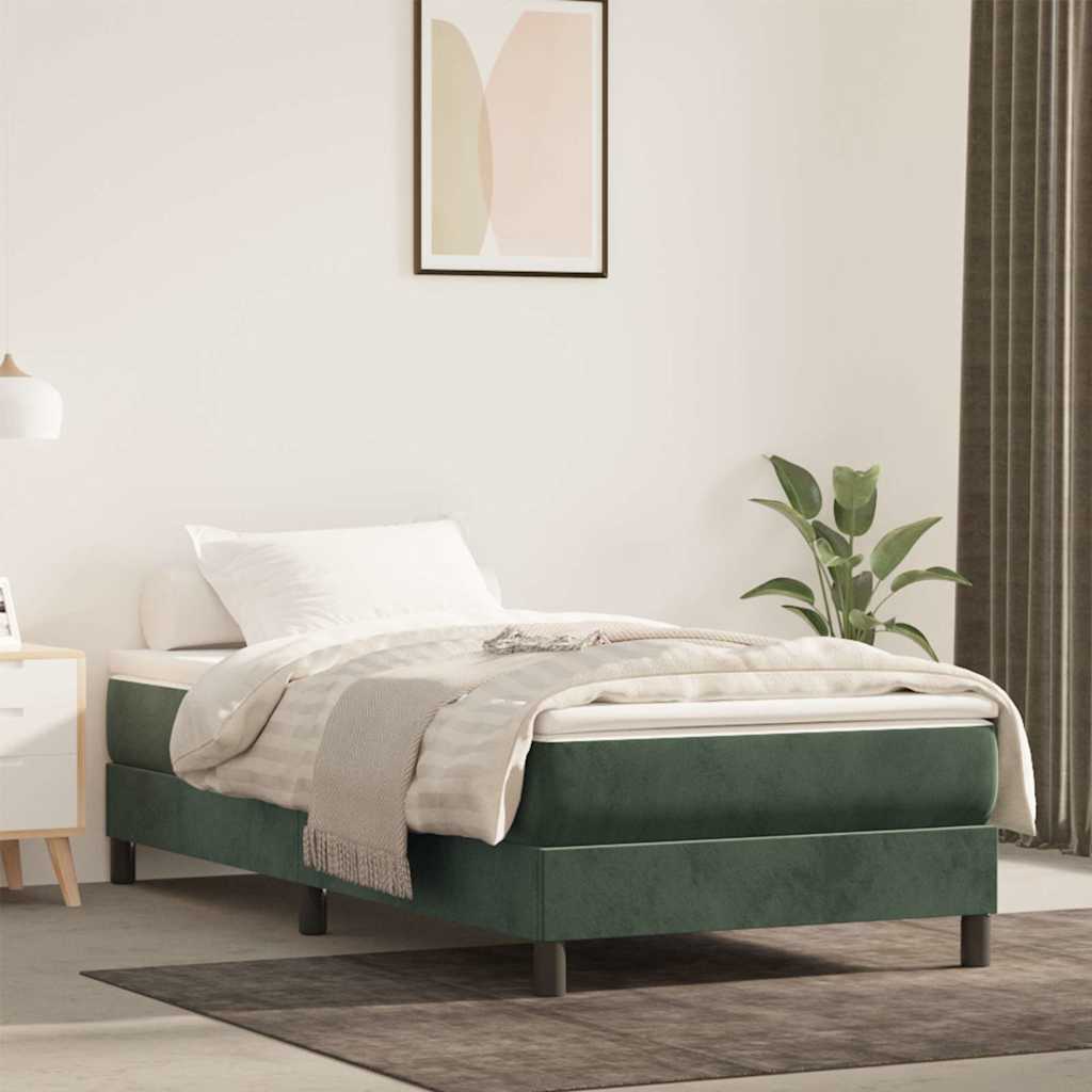 Springmadras Med Pocketfjedre 120X190X20 Cm Fløjl Mørkegrøn