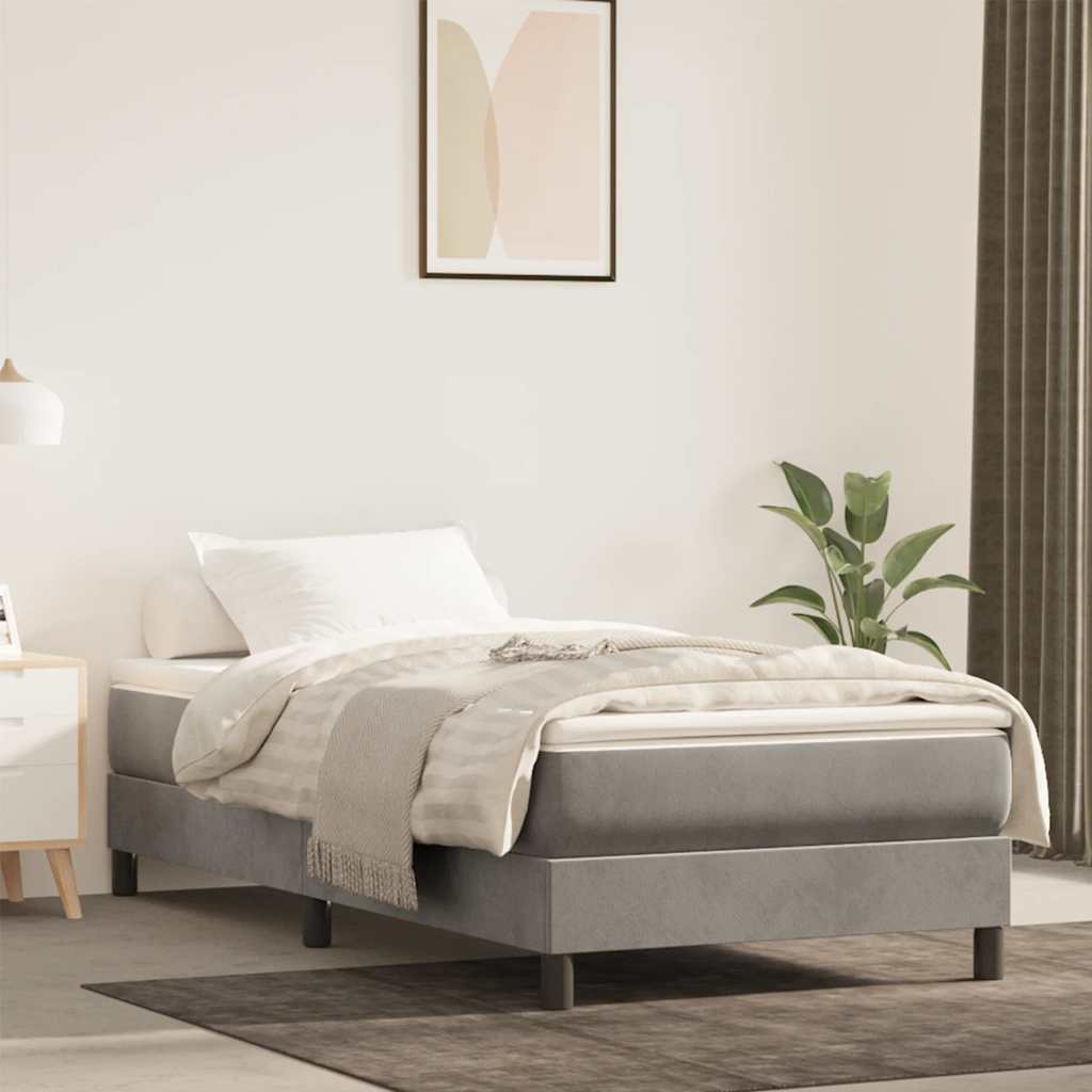 Springmadras Med Pocketfjedre 90X210X20 Cm Fløjl Lysegrå