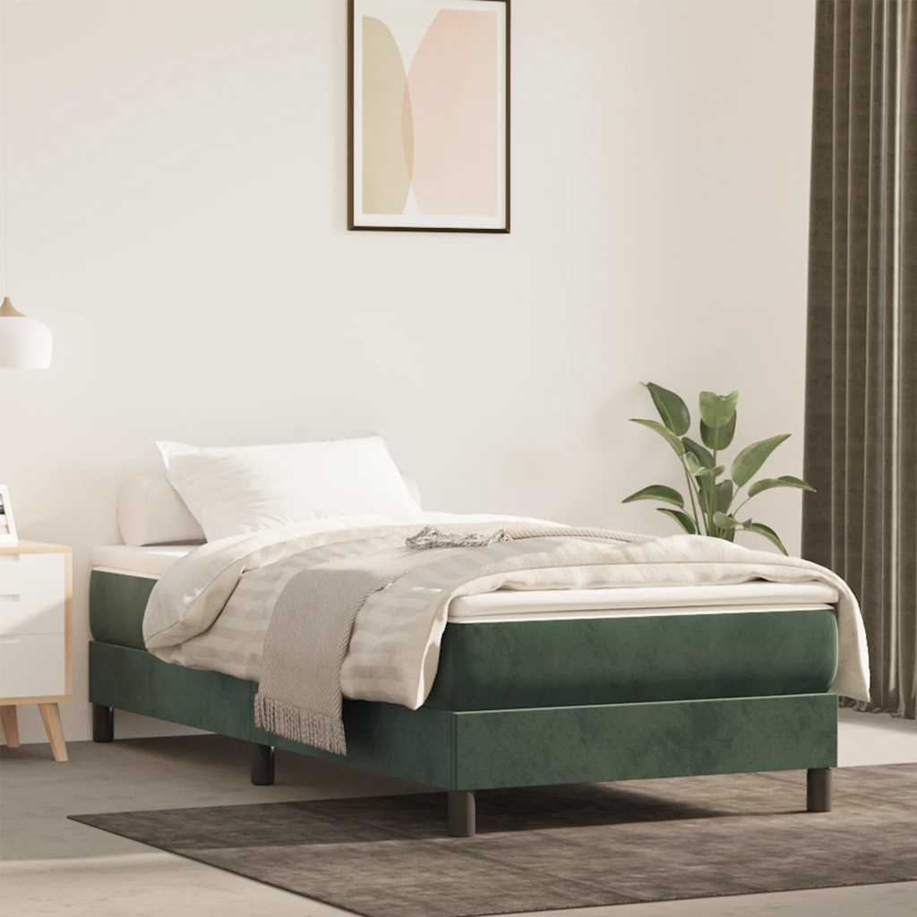 Springmadras Med Pocketfjedre 120X190X20 Cm Fløjl Mørkegrøn