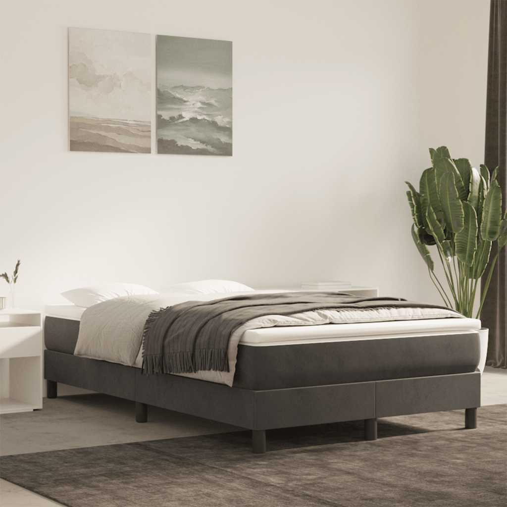 Springmadras Med Pocketfjedre 120X190X20 Cm Fløjl Mørkegrå