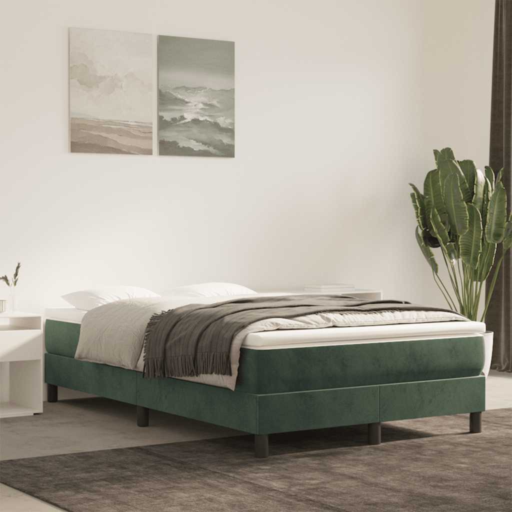 Springmadras Med Pocketfjedre 120X190X20 Cm Fløjl Mørkegrøn