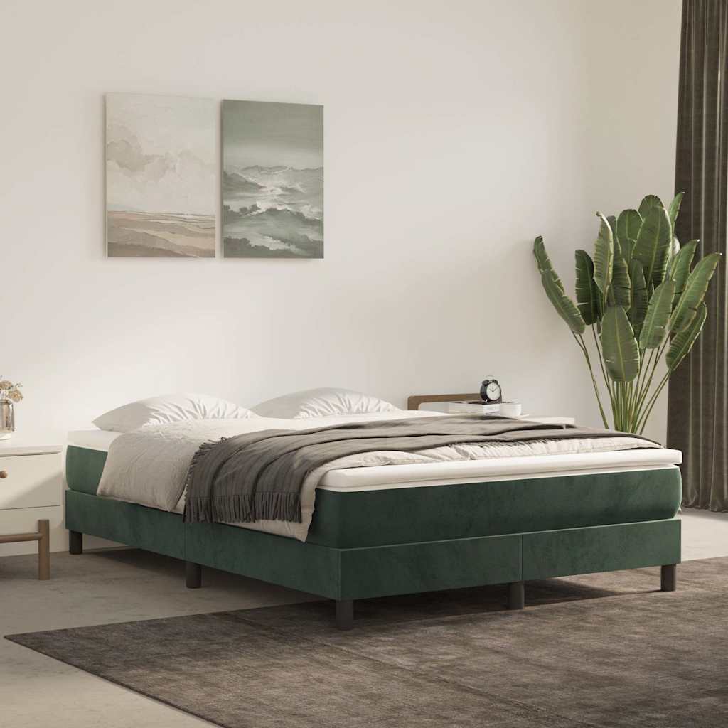 Springmadras Med Pocketfjedre 120X190X20 Cm Fløjl Mørkegrøn