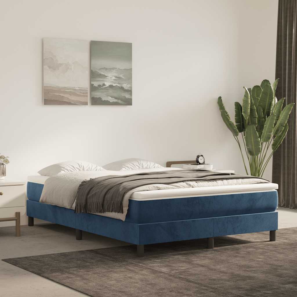 Springmadras Med Pocketfjedre 120X190X20 Cm Fløjl Mørkeblå