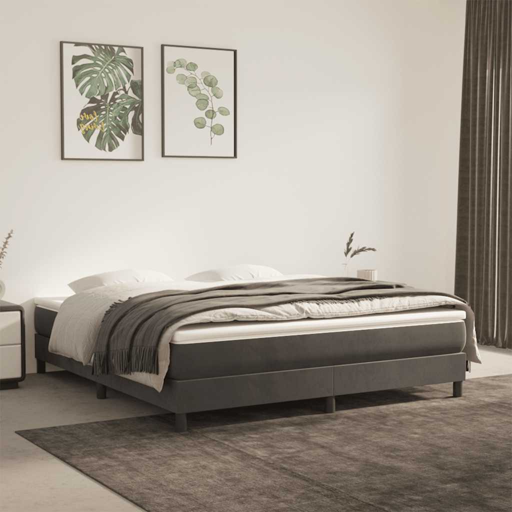 Springmadras Med Pocketfjedre 120X190X20 Cm Fløjl Mørkegrå
