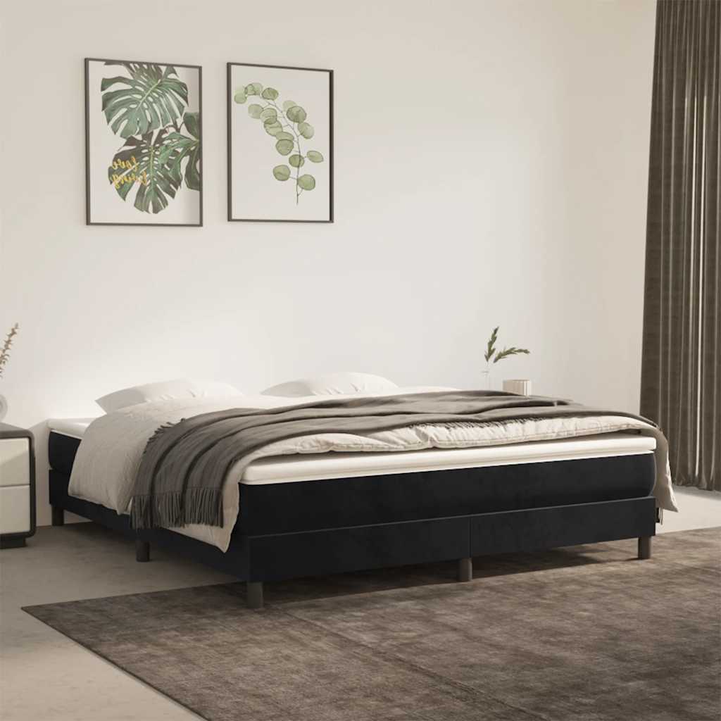 Springmadras Med Pocketfjedre 90X210X20 Cm Fløjl Sort