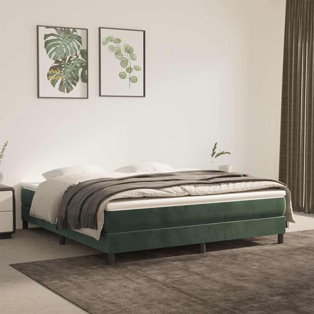 Springmadras Med Pocketfjedre 120X190X20 Cm Fløjl Mørkegrøn