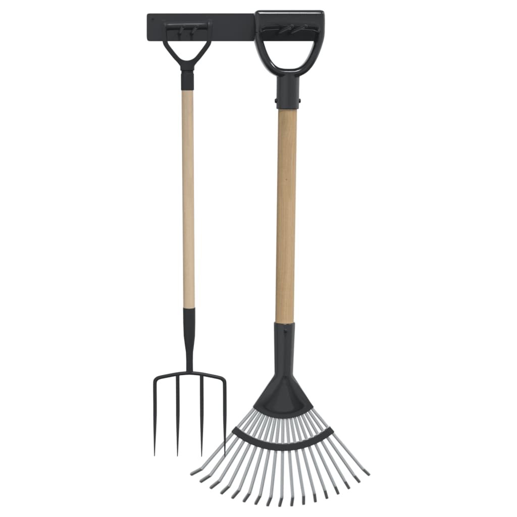 Opbevaringsstativ Til Haveredskaber Væghængt Stål Sort