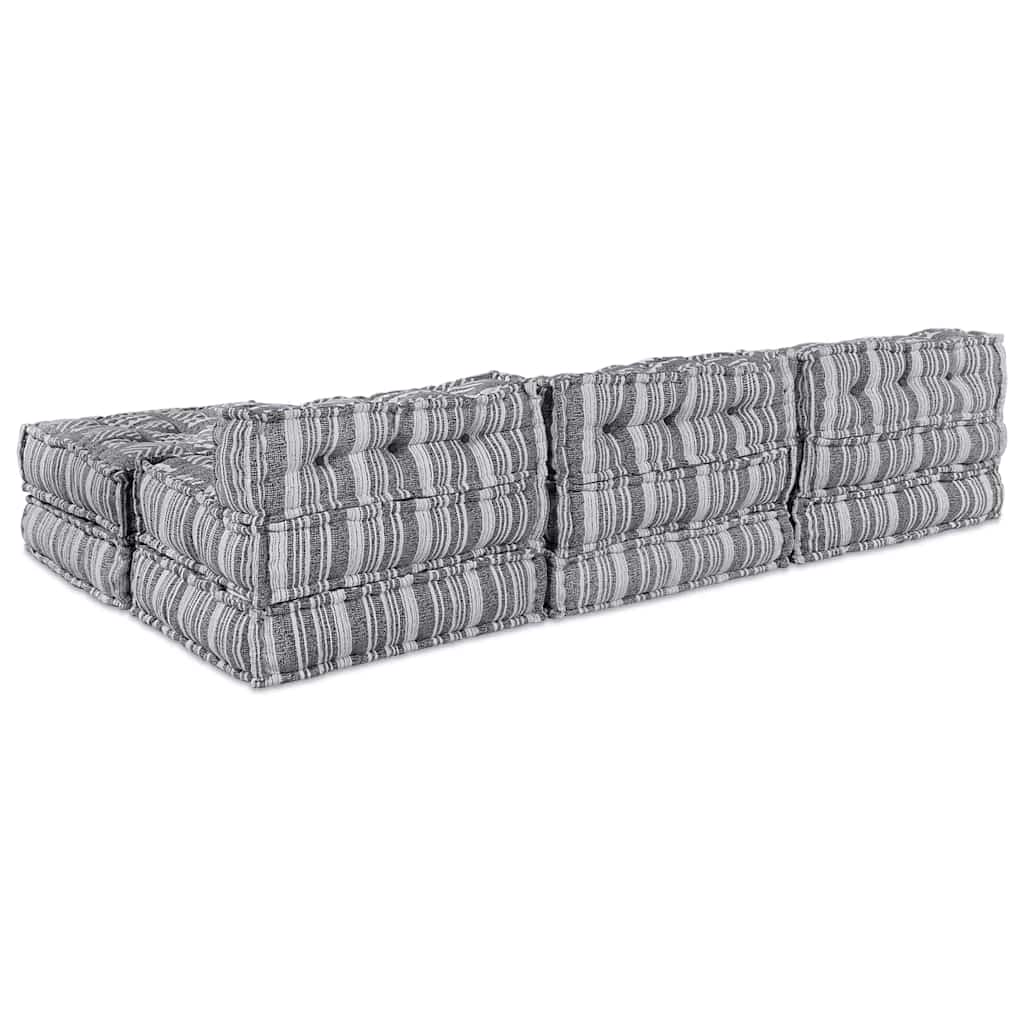 Modulsofa Stribet 4 Pcs Lysegrå 70 X 70 X 56 Cm Stof Artisan Eg