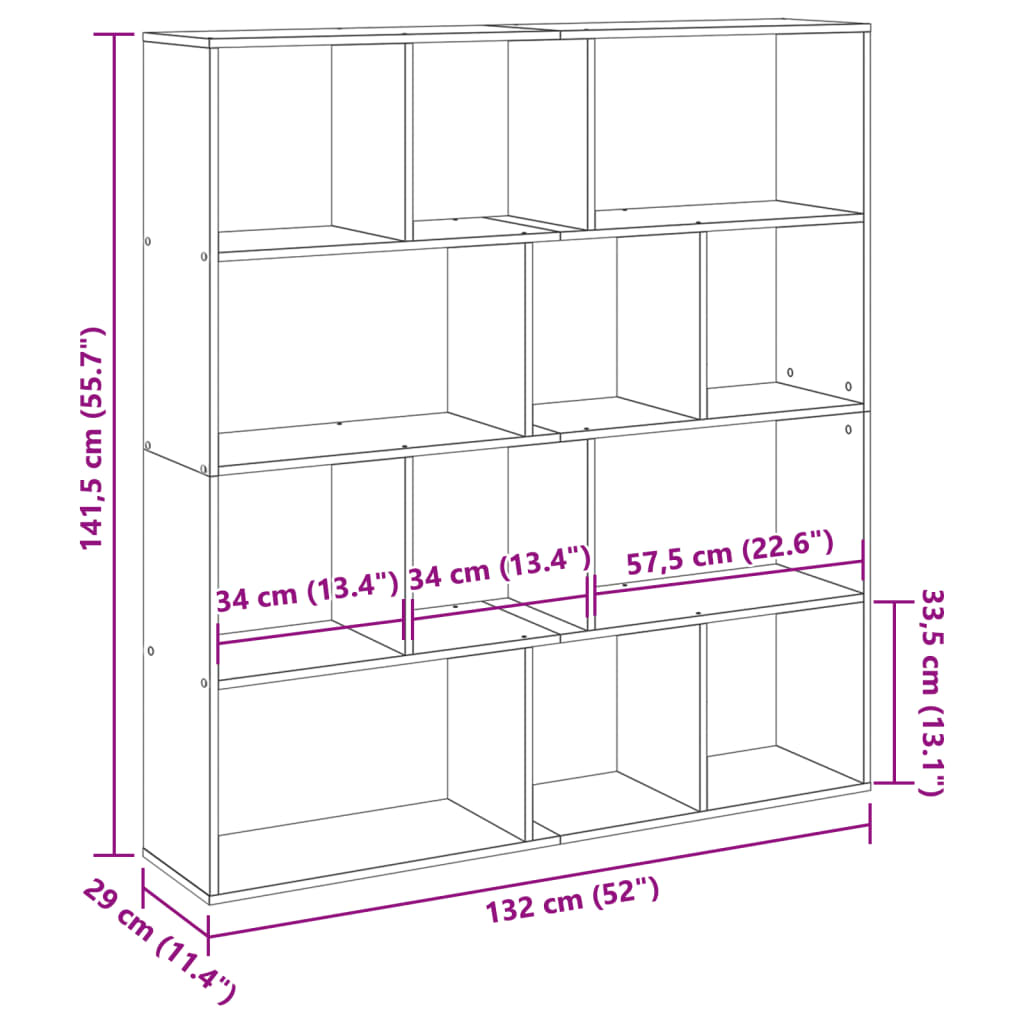 Bogskab 132X29X141,5 Cm Konstrueret Træ Look Gammelt Træ