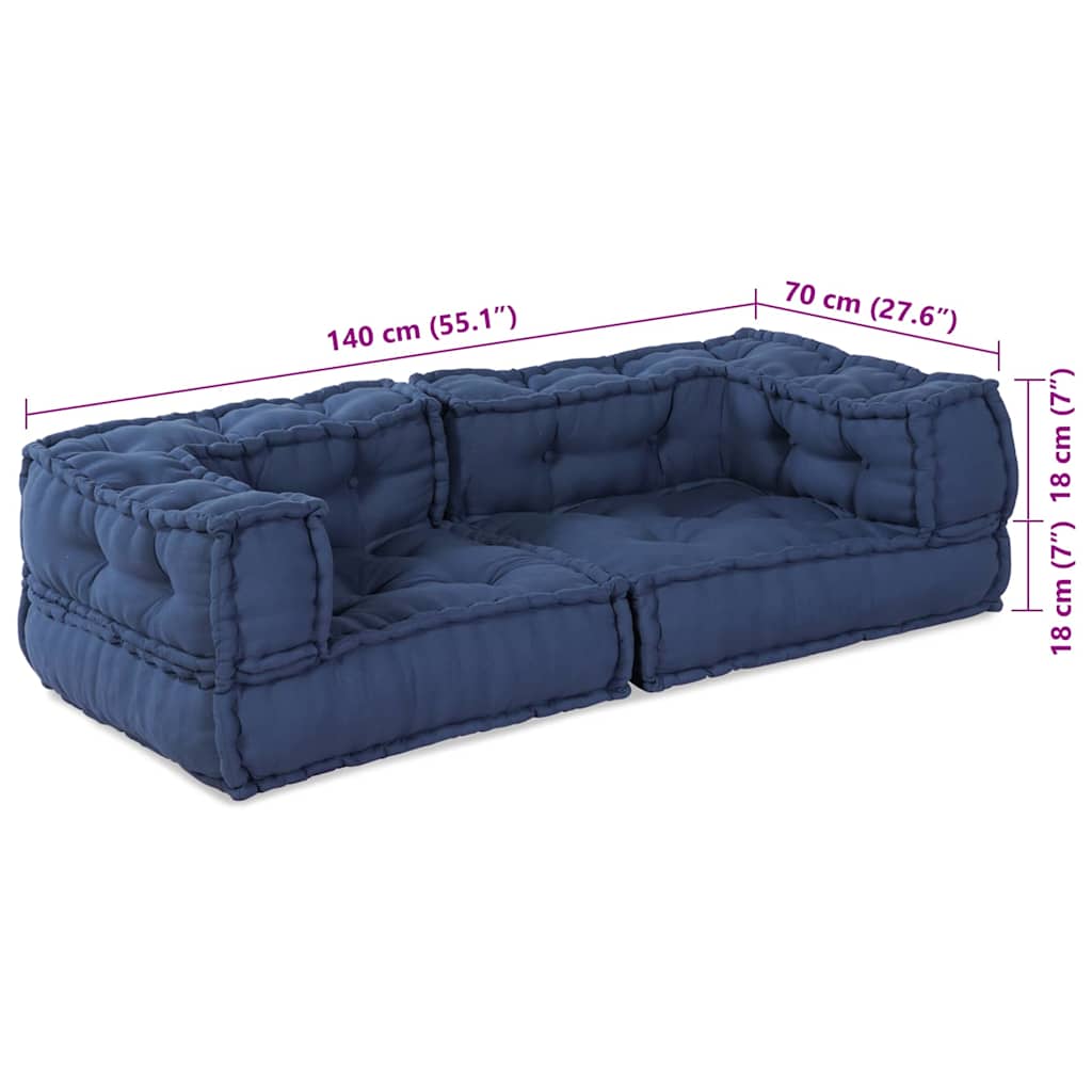 Modulsofa 2 Pcs Indigo 140 X 70 X 36 Cm Stof