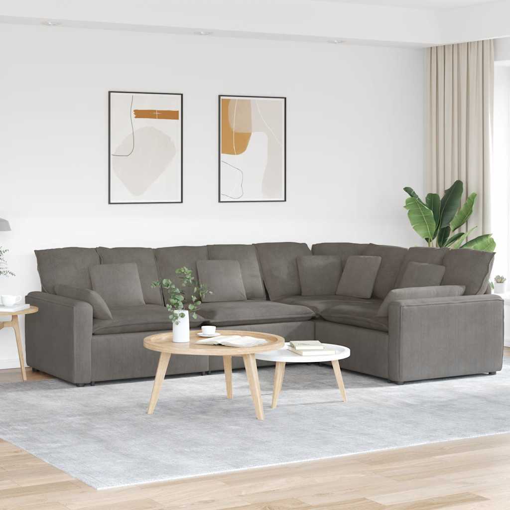 Modulsofa Med Hynder Fløjlsstof