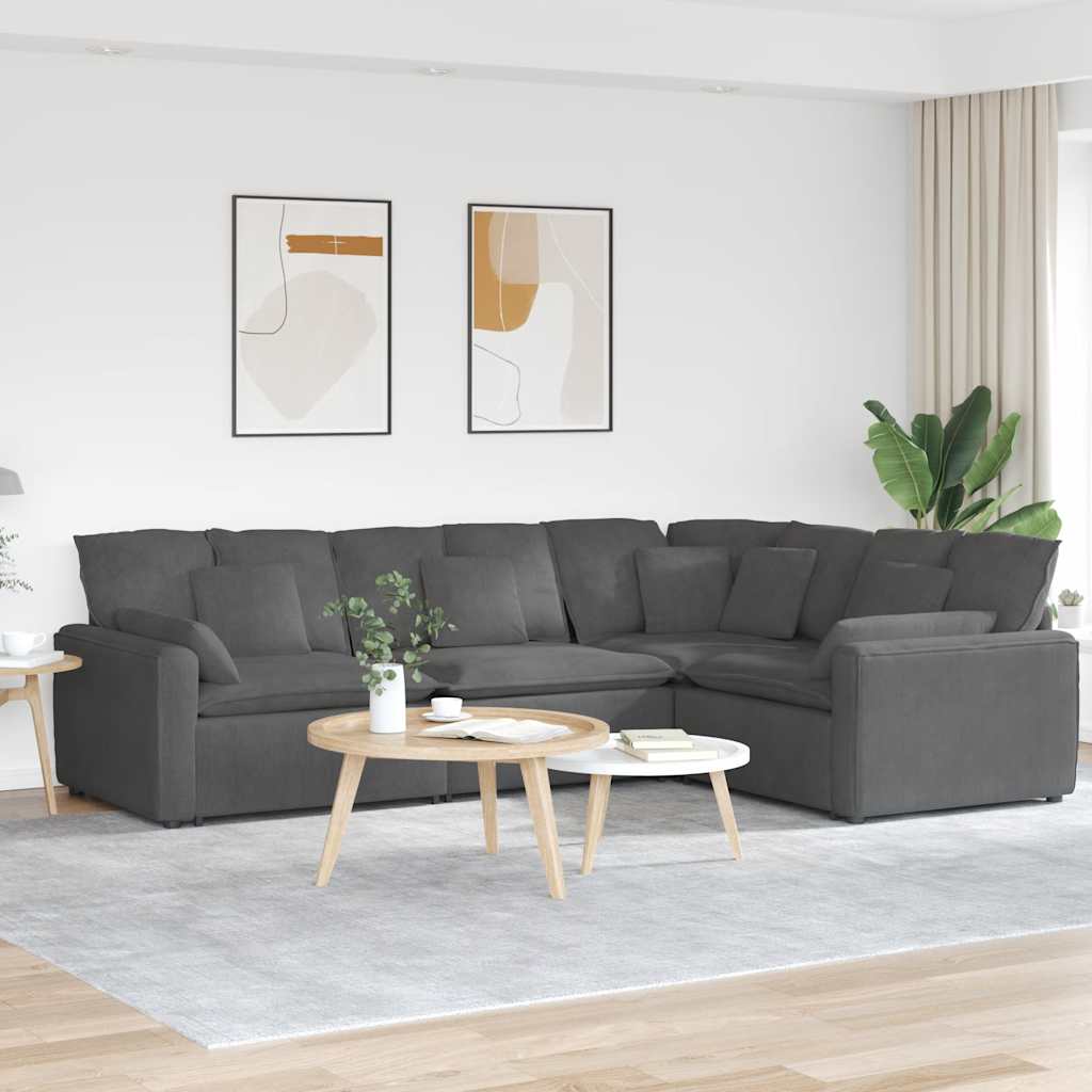 Modulsofa Med Hynder Fløjlsstof