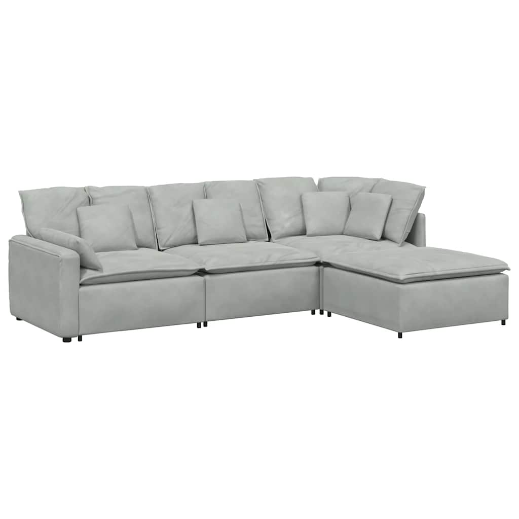 Modulsofa Med Fodskammel Og Hynder Fløjl