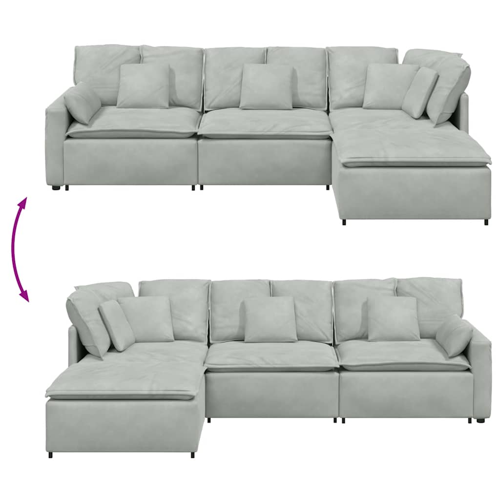 Modulsofa Med Fodskammel Og Hynder Fløjl