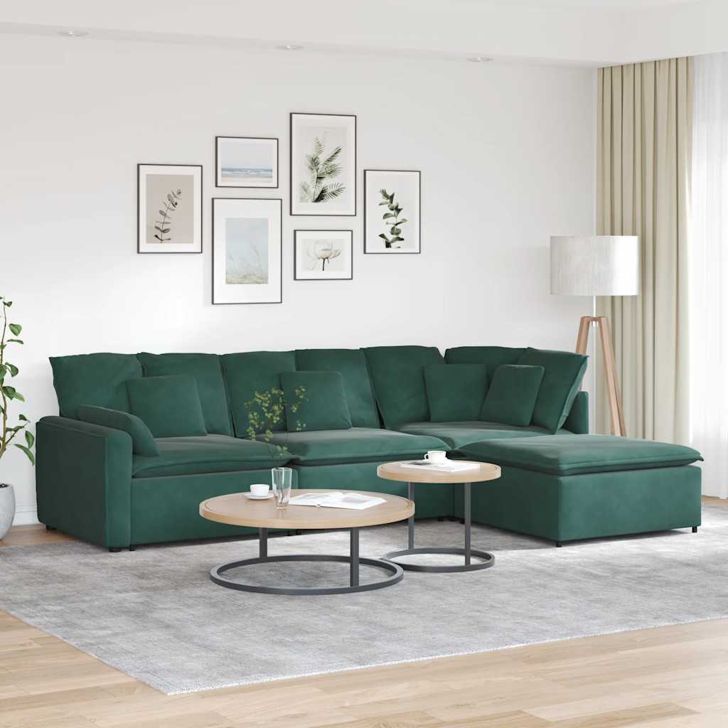 Modulsofa Med Fodskammel Og Hynder Fløjl
