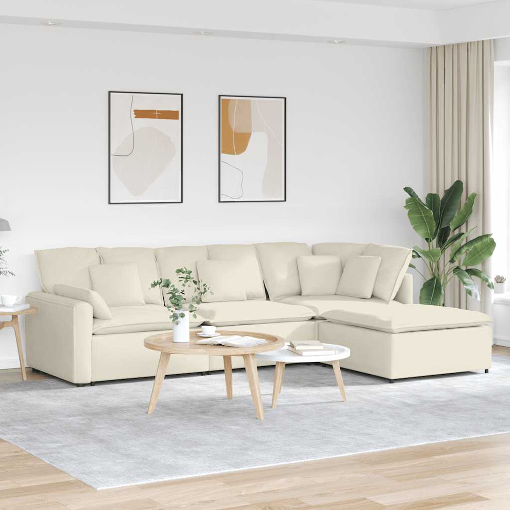Modulsofa Med Fodskammel Og Hynder Fløjl