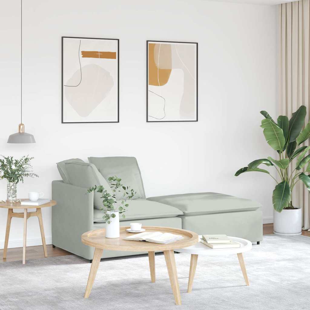 Modulsofa Med Fodskammel Og Hynder Fløjl