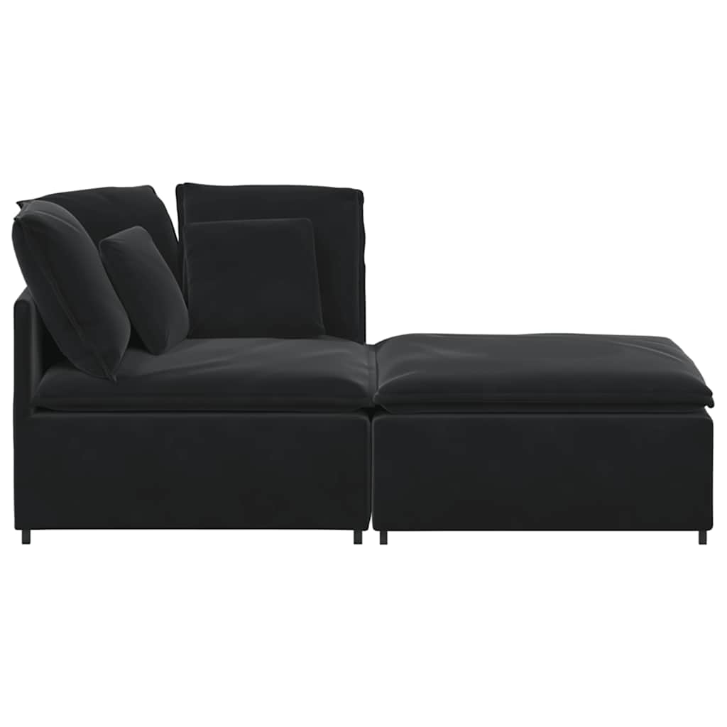 Modulsofa Med Fodskammel Og Hynder Fløjl
