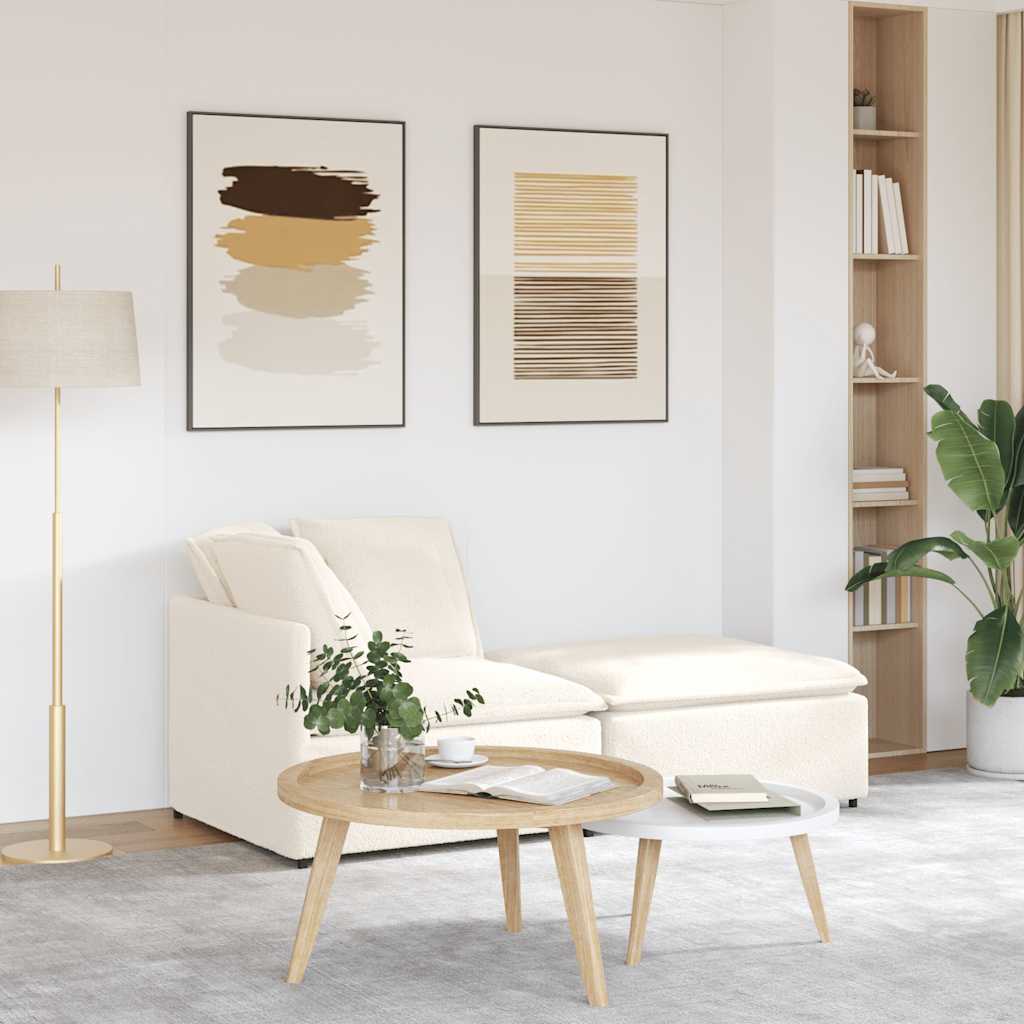 Modulsofa Med Fodskammel&Puder Krøllet Uldlignende Stof