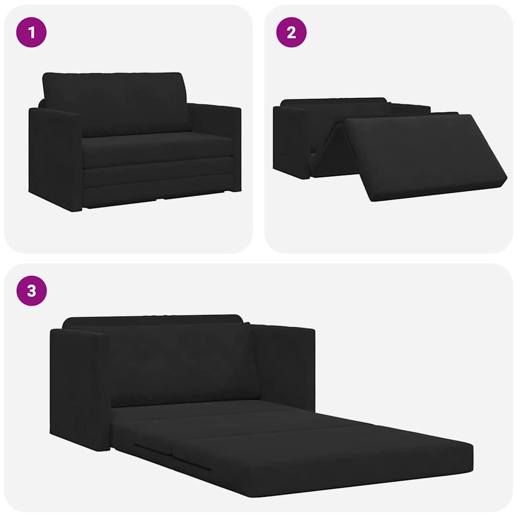 Sovesofa Sort 124 X 204 X 61 Cm Fløjl