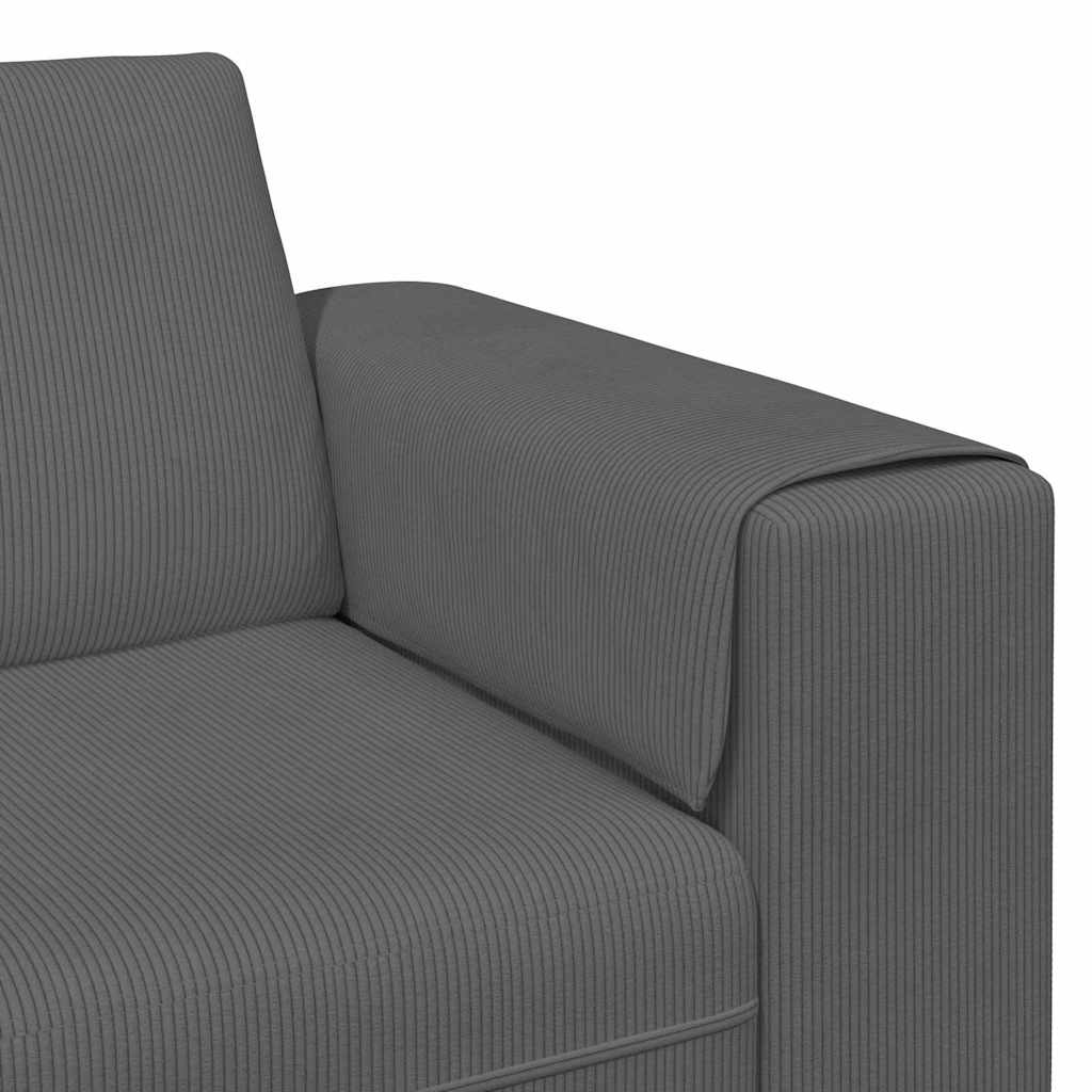 Stof Sofa Med Pude Mørkegrå Corduroy Stof