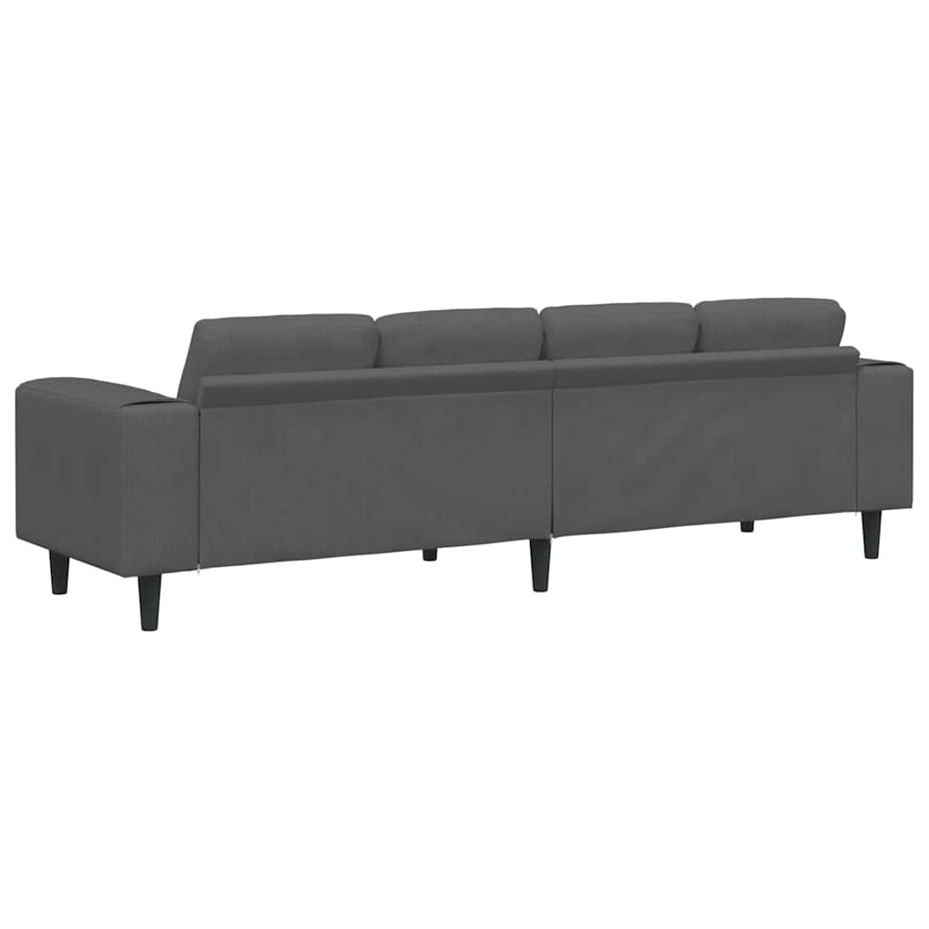 Stof Sofa Med Pude Mørkegrå Corduroy Stof
