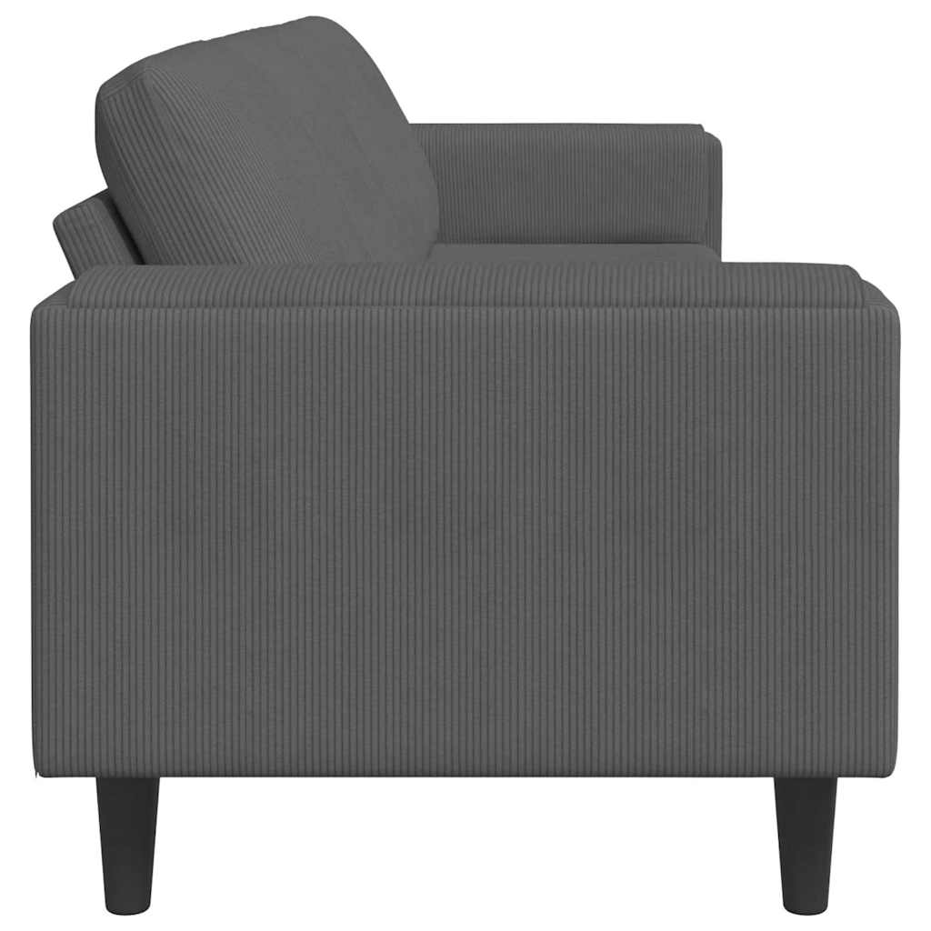 Stof Sofa Med Pude Mørkegrå Corduroy Stof
