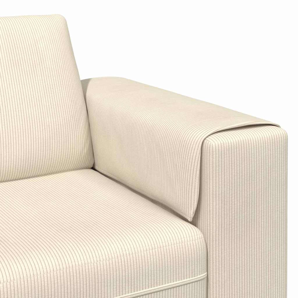 Stof Sofa Med Pude Creme 208 Cm Corduroy Stof
