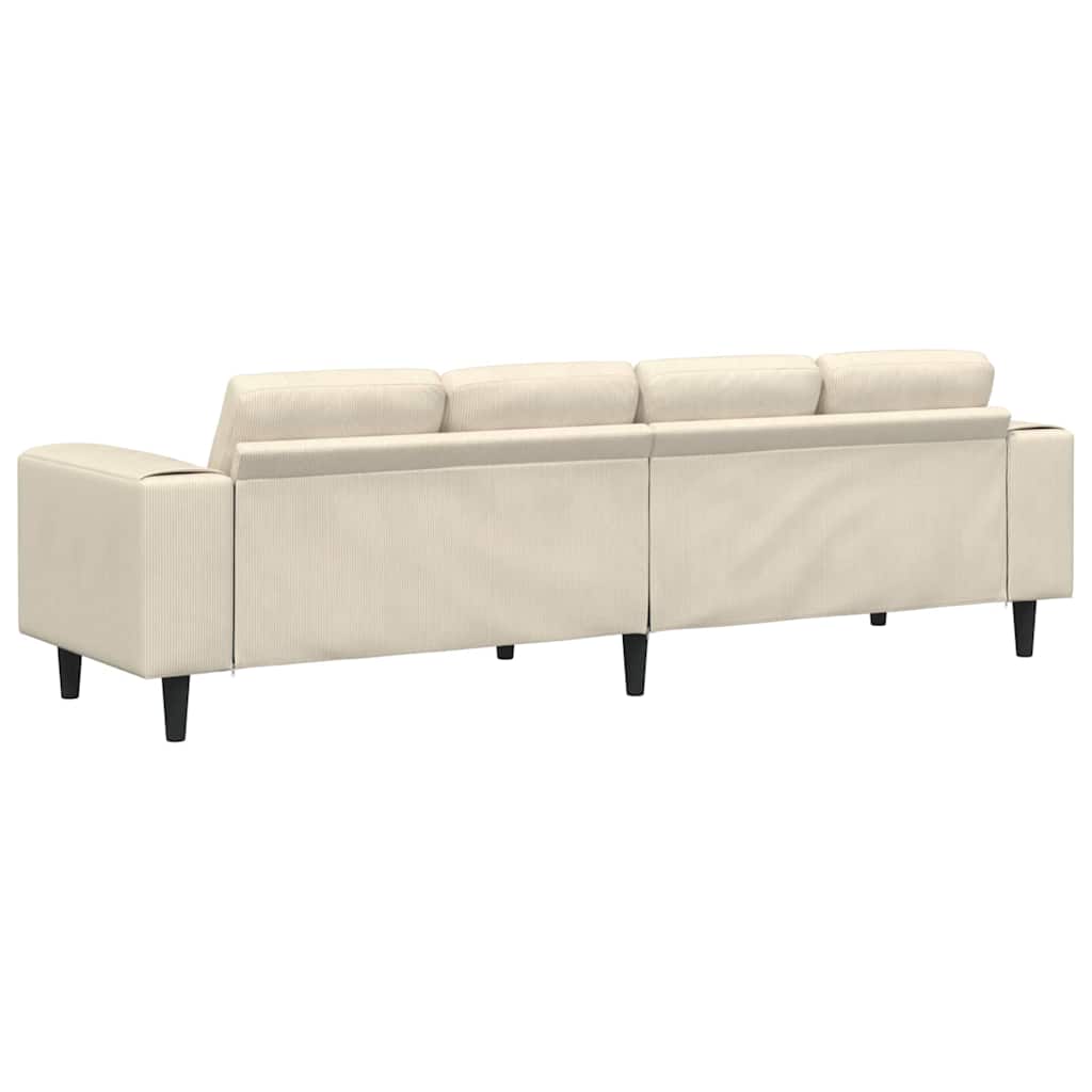 Stof Sofa Med Pude Creme 208 Cm Corduroy Stof