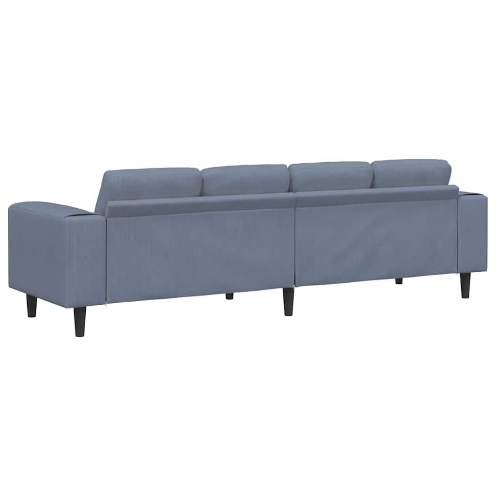 Stof Sofa Med Pude Blå 208 Cm Corduroy Stof