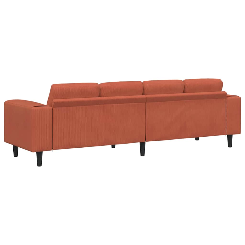 Stof Sofa Med Pude Rød Orange Corduroy Stof