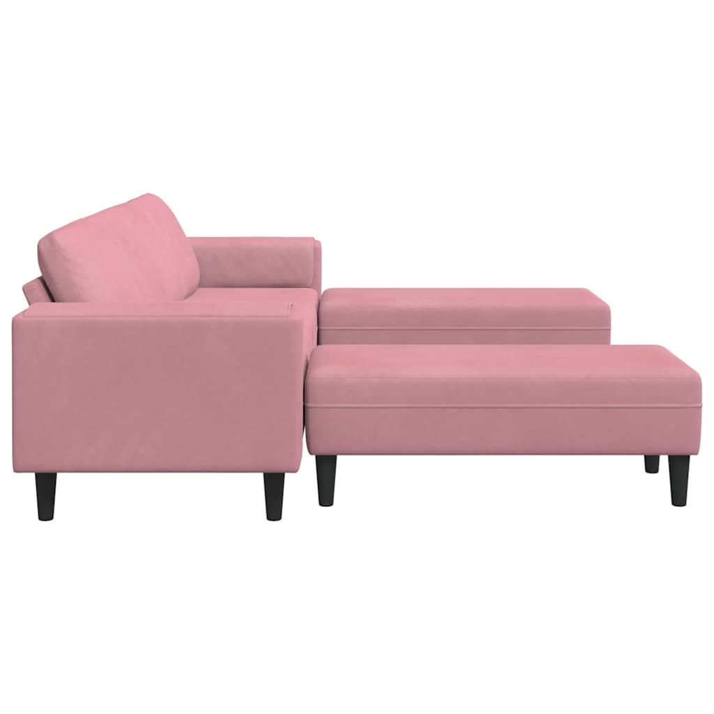 Sofa Sæt Lyserød Fløjl