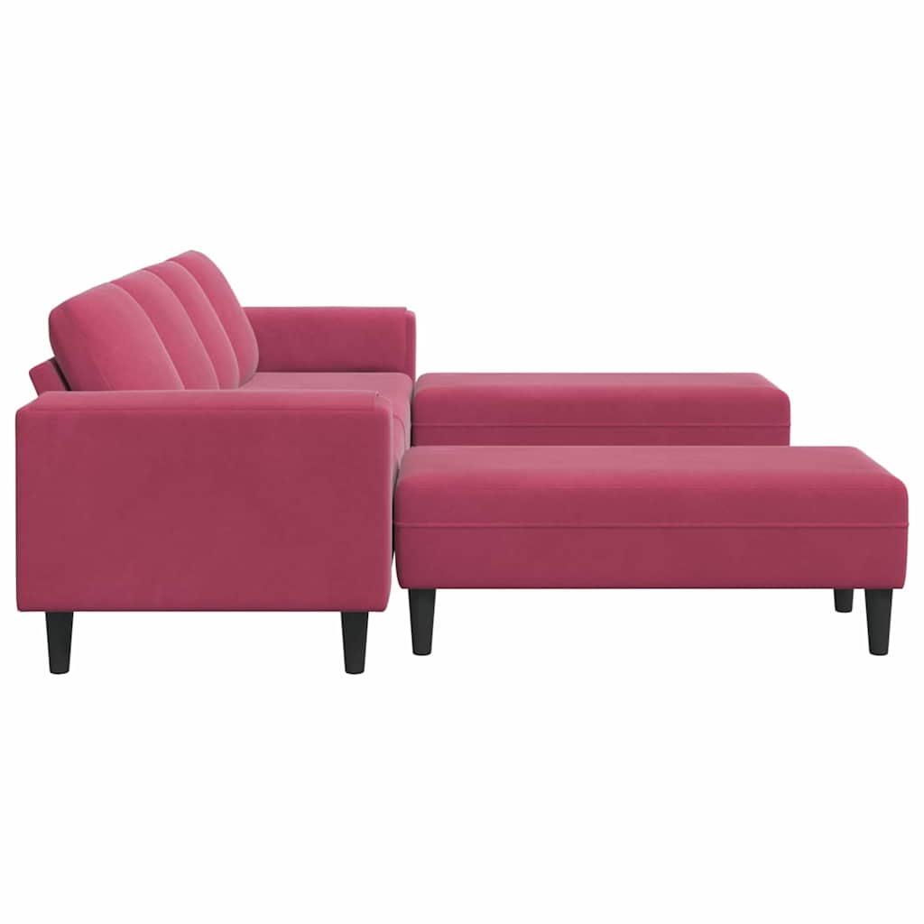 Sofa Sæt Vinrød Fløjl