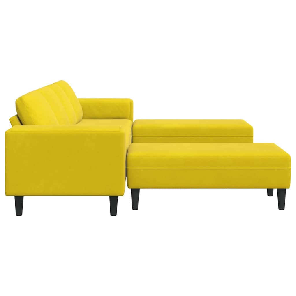 Sofa Sæt Gul Fløjl