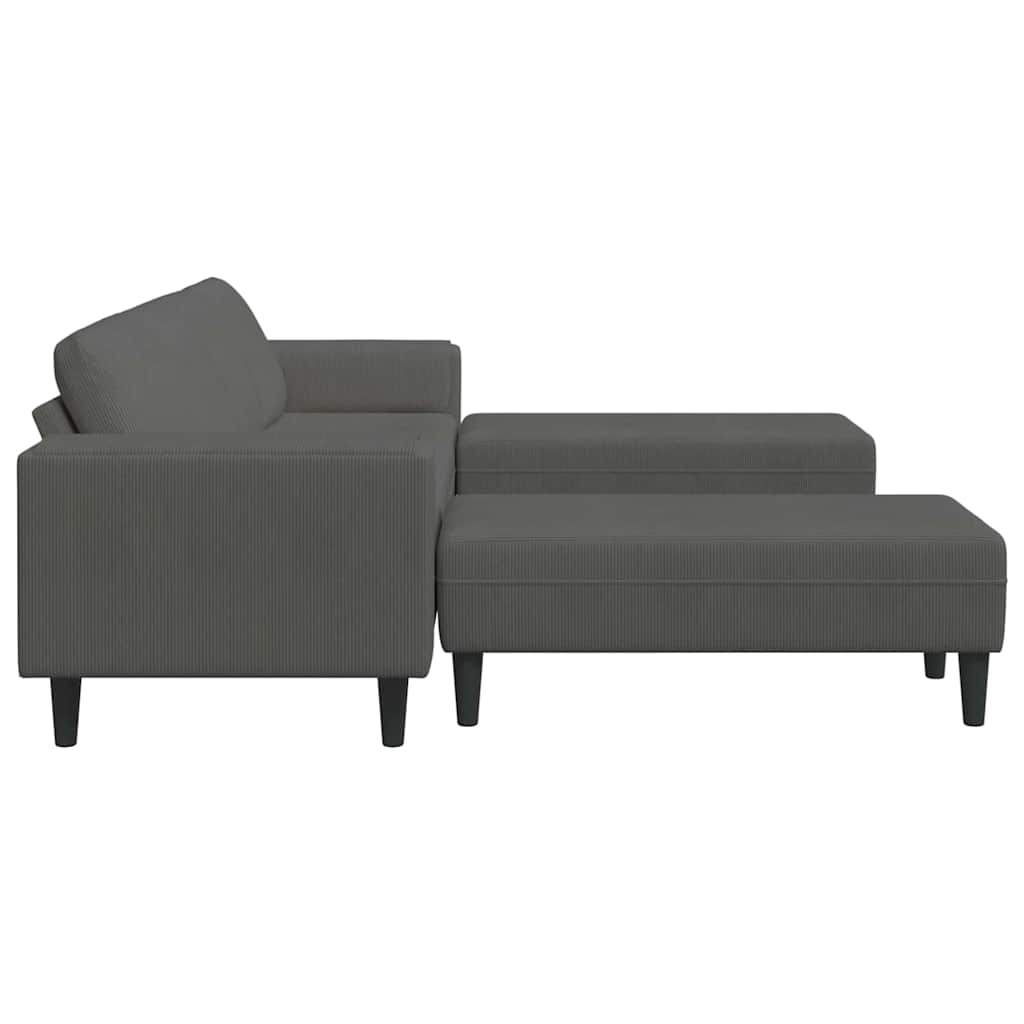 Stof Sofa Med Pude Mørkegrå Corduroy Stof
