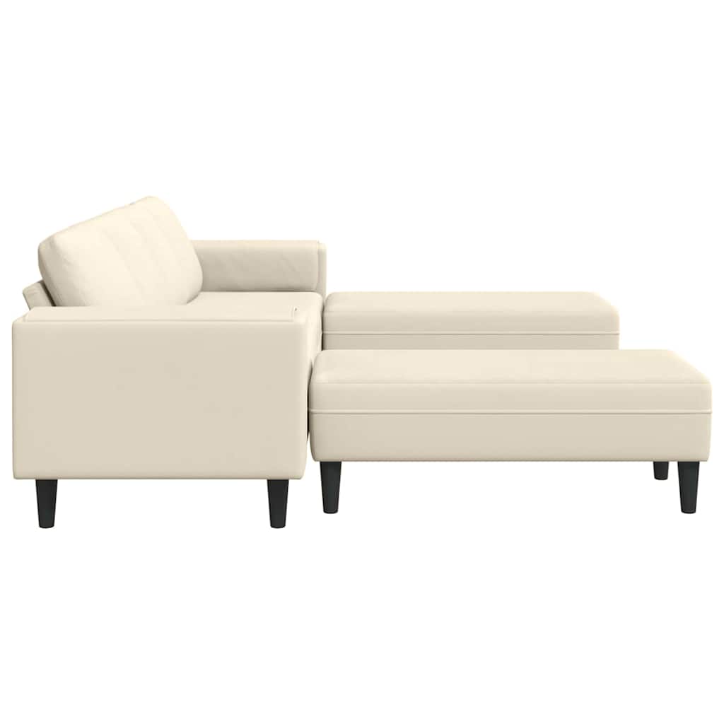 Stof Sofa Med Pude Creme 208 Cm Corduroy Stof