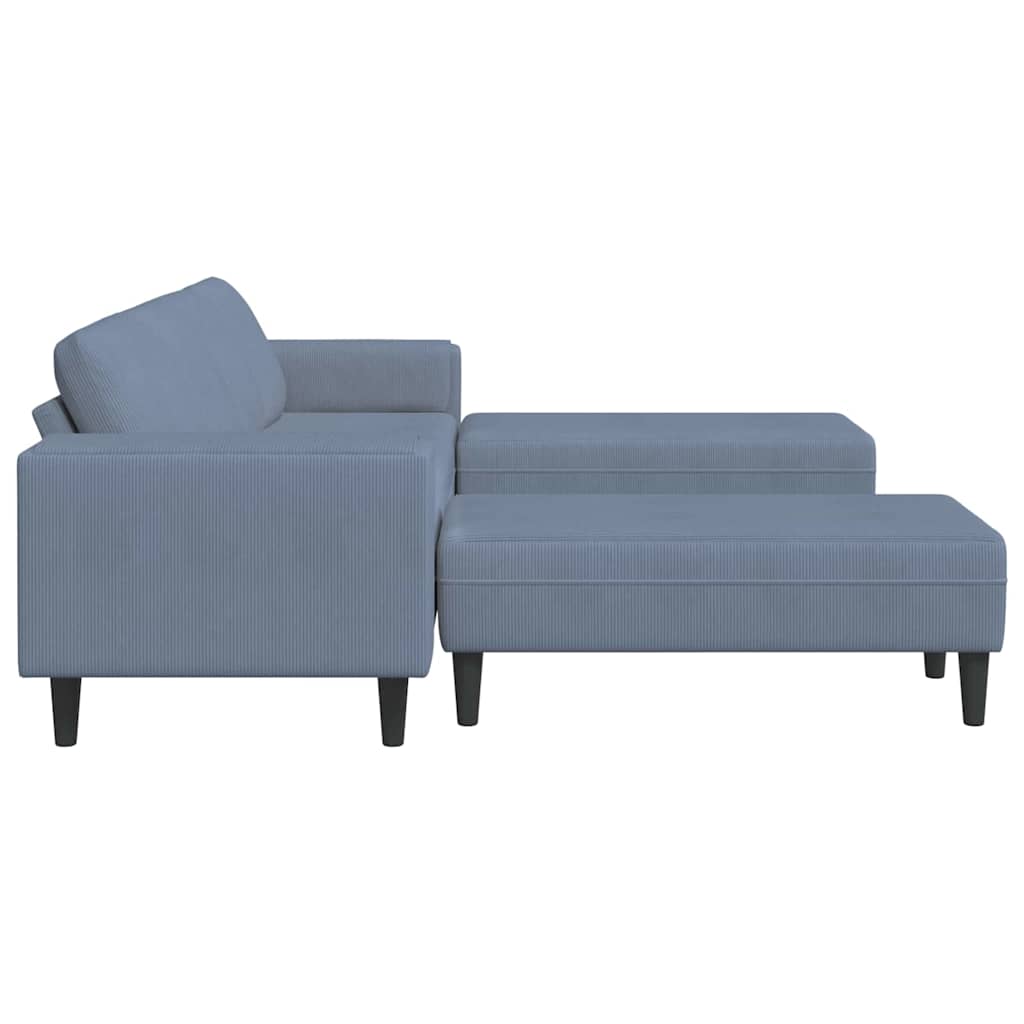 Stof Sofa Med Pude Blå Corduroy Stof