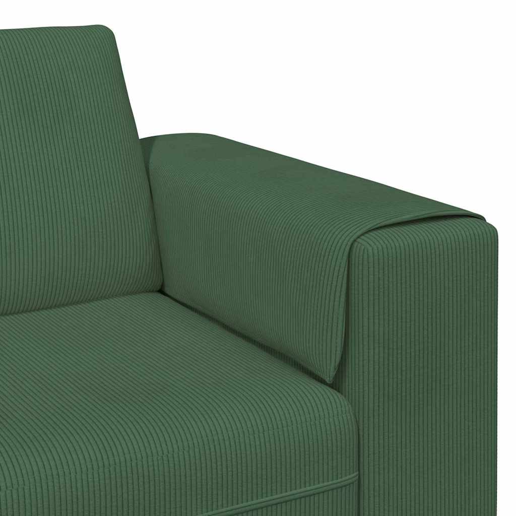 Stof Sofa Med Pude Mørkegrøn Corduroy Stof