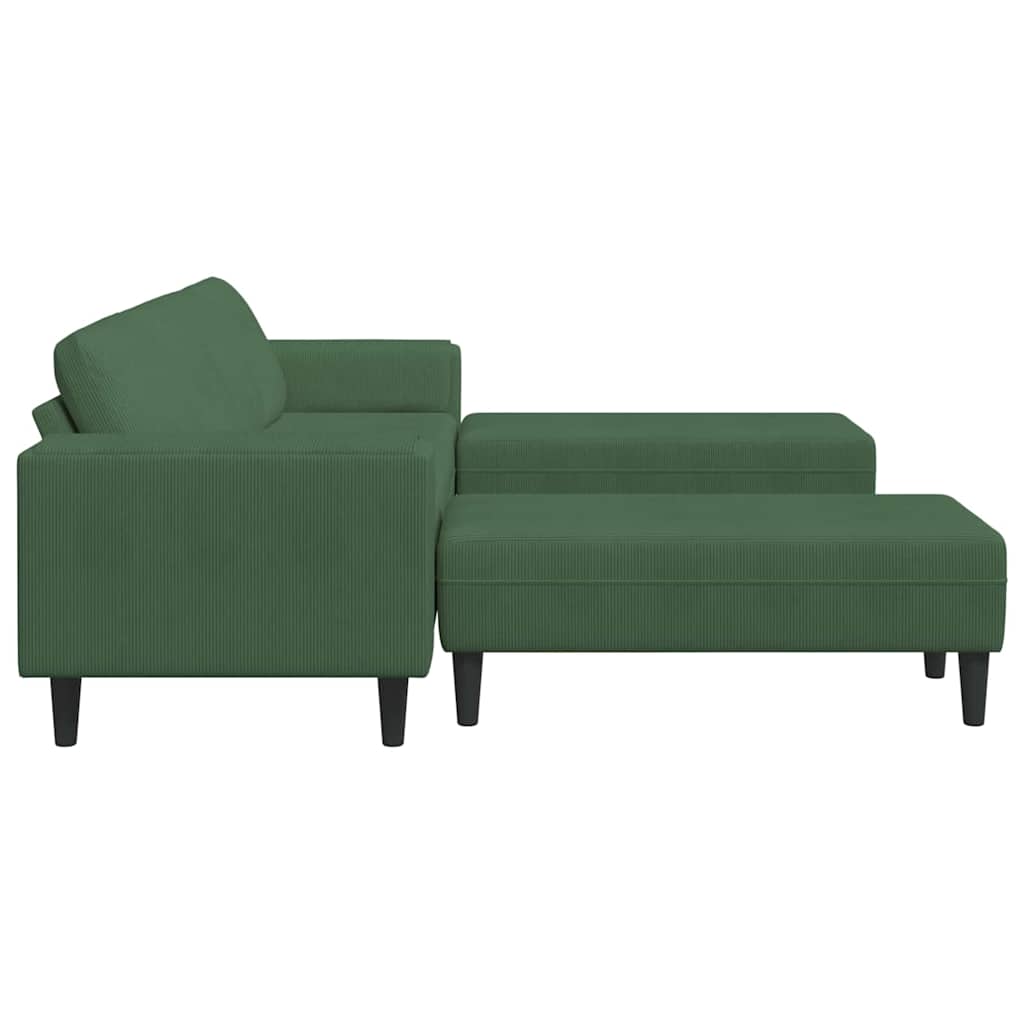 Stof Sofa Med Pude Mørkegrøn Corduroy Stof