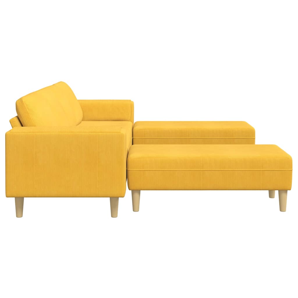 Stof Sofa Lys Gul Corduroy Stof