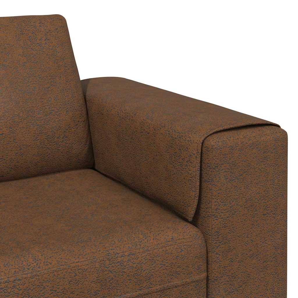 Sofa Sæt Brun Faux Suede Læder