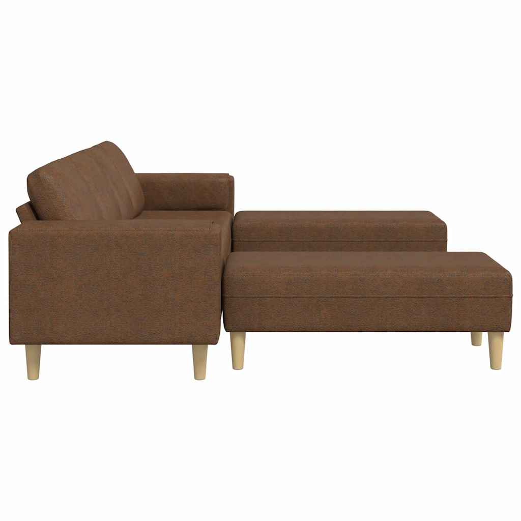 Sofa Sæt Brun Faux Suede Læder