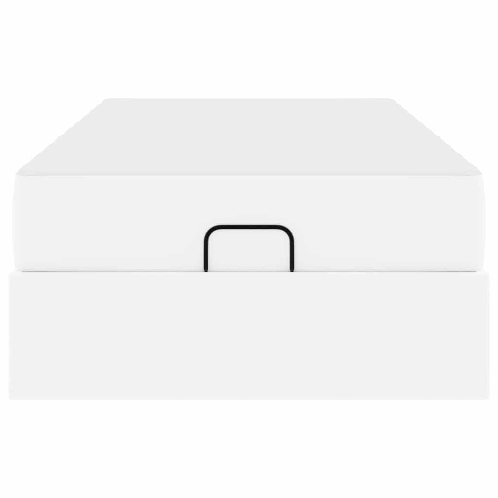 Sengestel Med Madras Ren Hvid 90 X 190 Cm Kunstlæder Lysegrå Og Mørkegrå