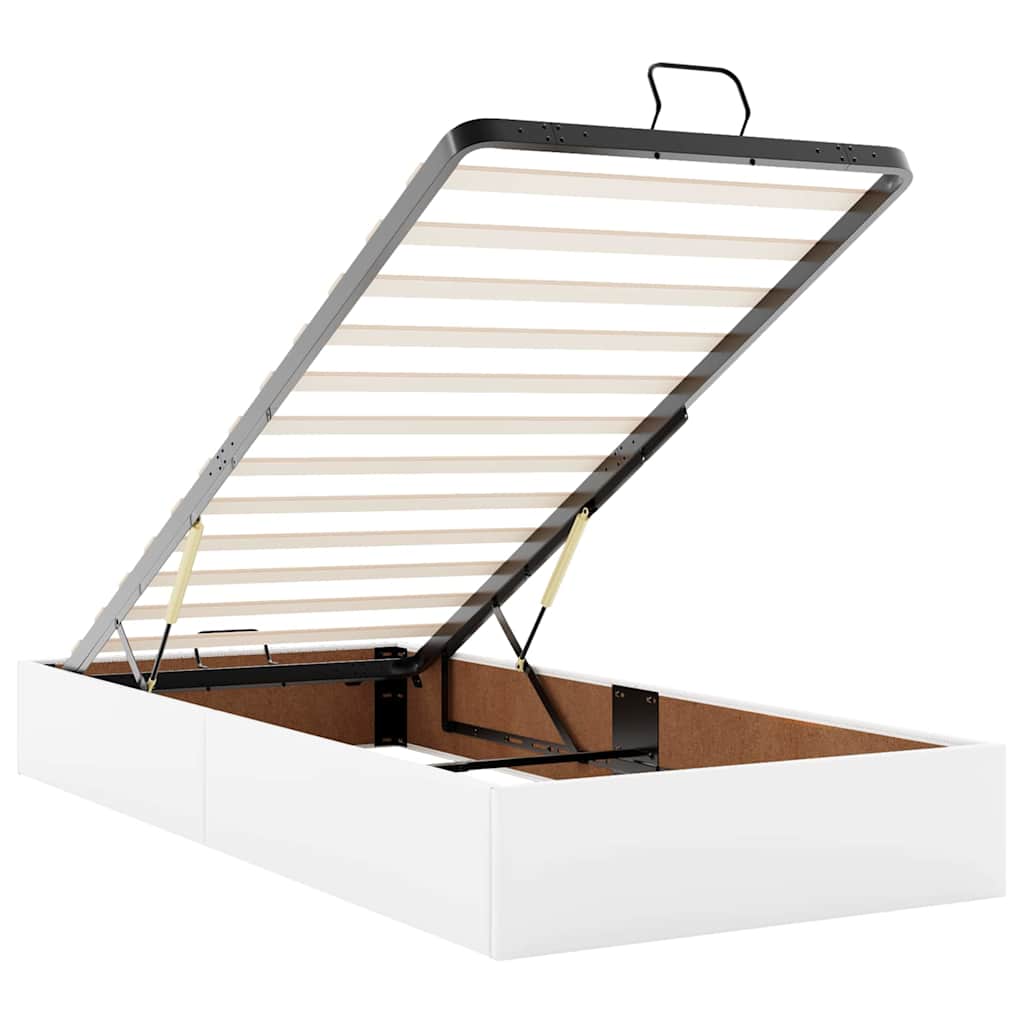 Sengestel Med Madras Ren Hvid 90 X 190 Cm Kunstlæder Lysegrå Og Mørkegrå