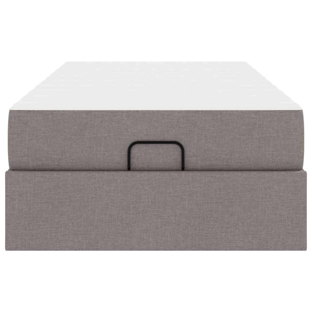 Sengestel Med Madras Gråbrun 90 X 190 Cm Stof Lysegrå Og Mørkegrå