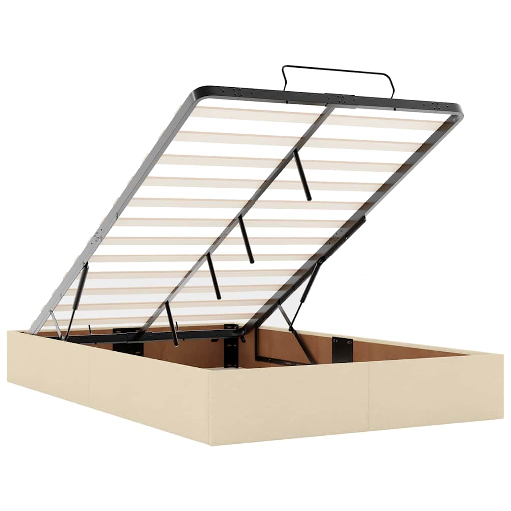 Sengestel Med Madras Creme 120 X 190 Cm Stof Lysegrå Og Mørkegrå