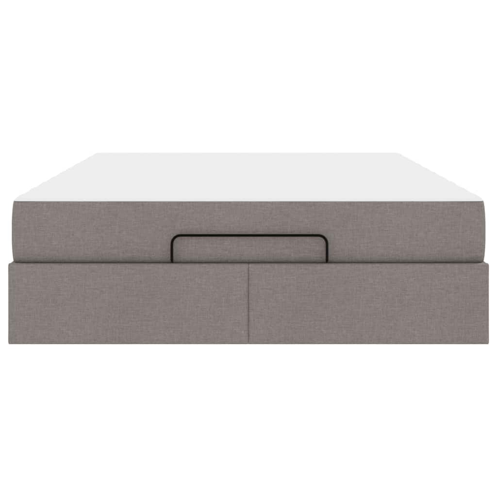 Sengestel Med Madras Gråbrun 140 X 190 Cm Stof Lysegrå Og Mørkegrå