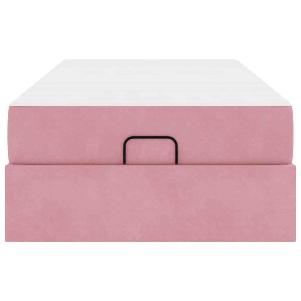 Sengestel Med Madras Med Opbevaring Lyserød 80 X 200 Cm Fløjl Lysegrå Og Mørkegrå