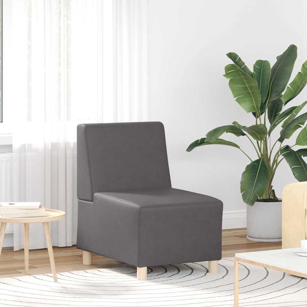 Modulsofa Enhed Uden Arme 2 Pcs Grå 55 X 74 X 82 Cm Faux Læder Lysegrå Og Mørkegrå